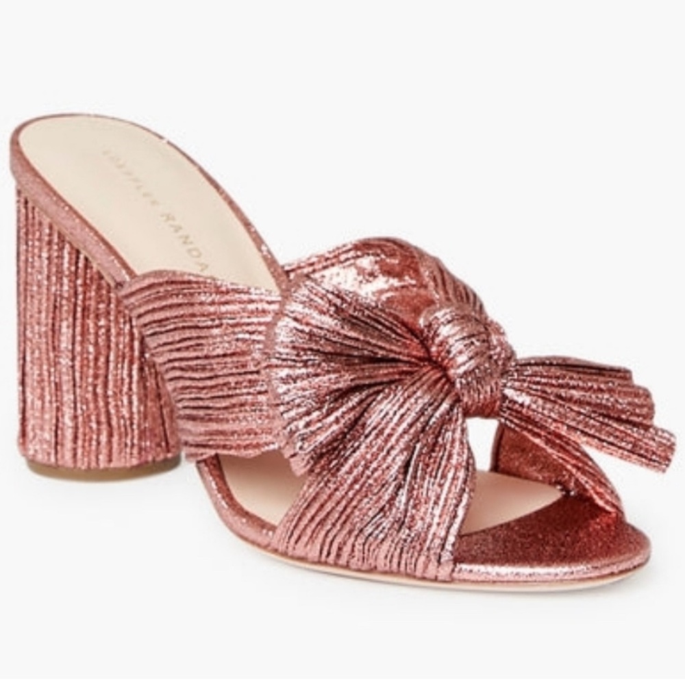 Loeffler Randall Metallic Pink Knotted Mules